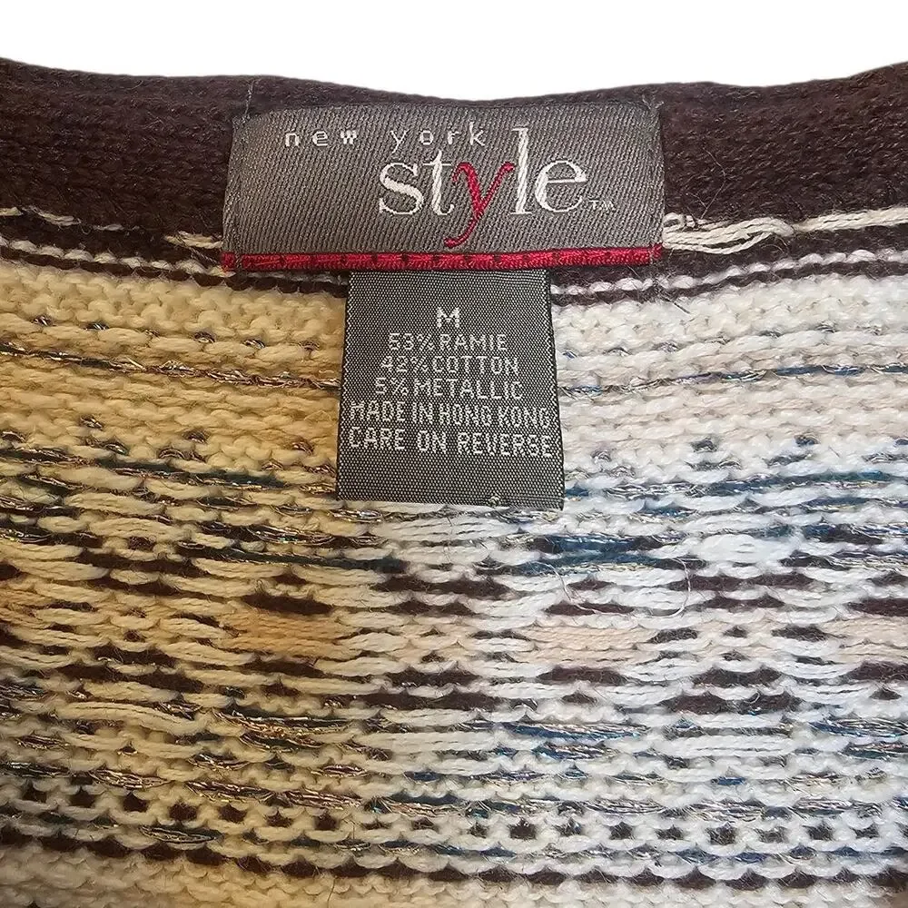 New York Style Brown & Cream Vintage Fair Isle Cottagecore Sweater Vest